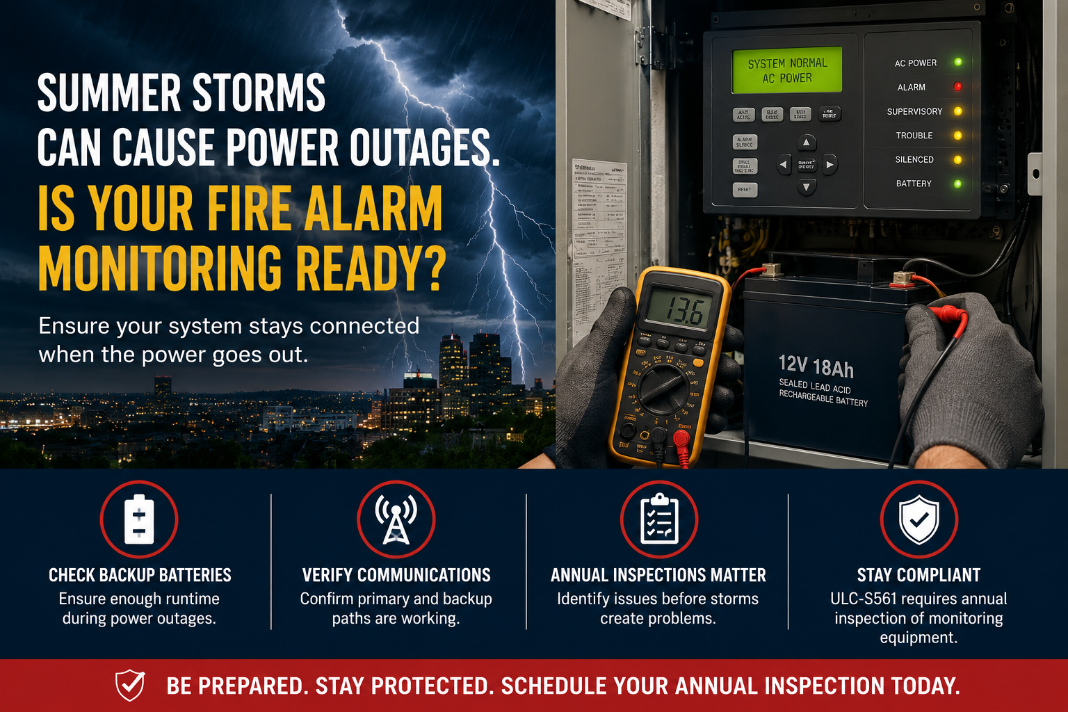 fire alarm monitoring power outage